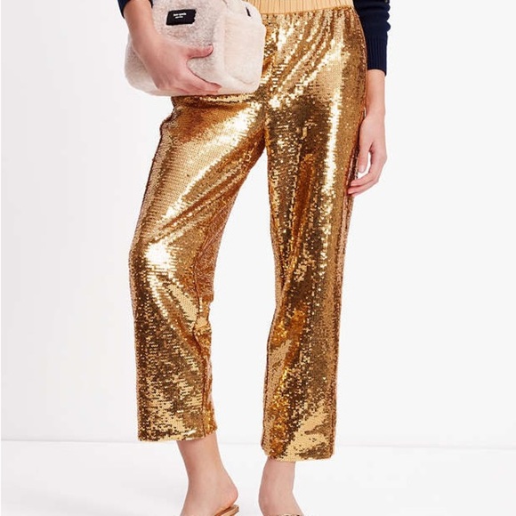 Kate Spade Gold Sequin jogger Pants 1X - Picture 1 of 9